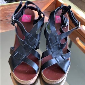 DV deconstructed leather wedge sandals size 10,